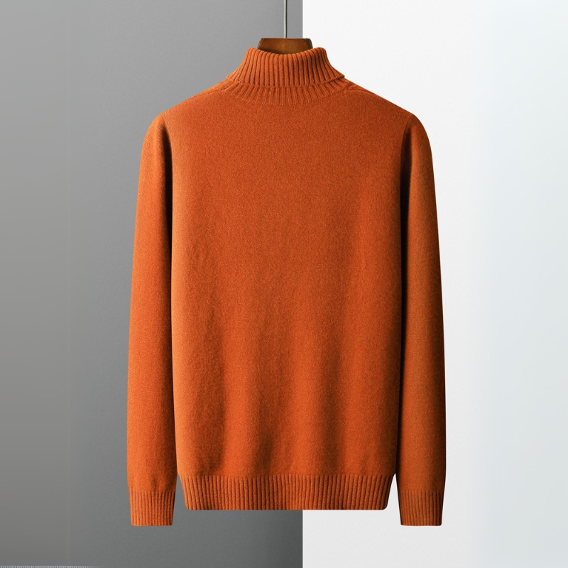Pull en Laine Mérinos Homme – Col Roulé et Maille Torsadée Ajustée