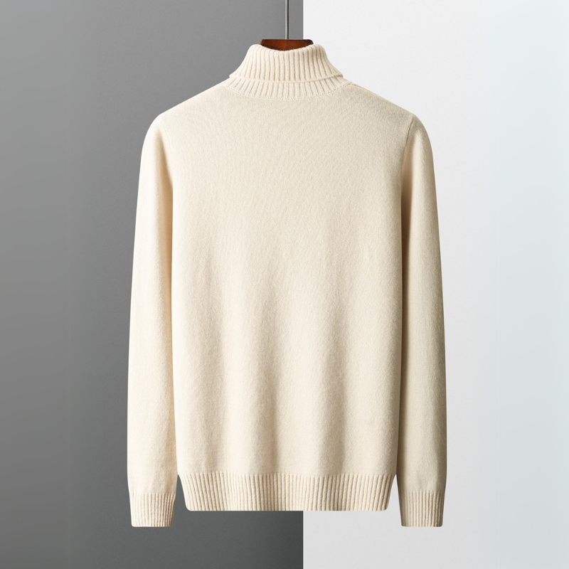 Pull en Laine Mérinos Homme – Col Roulé et Maille Torsadée Ajustée