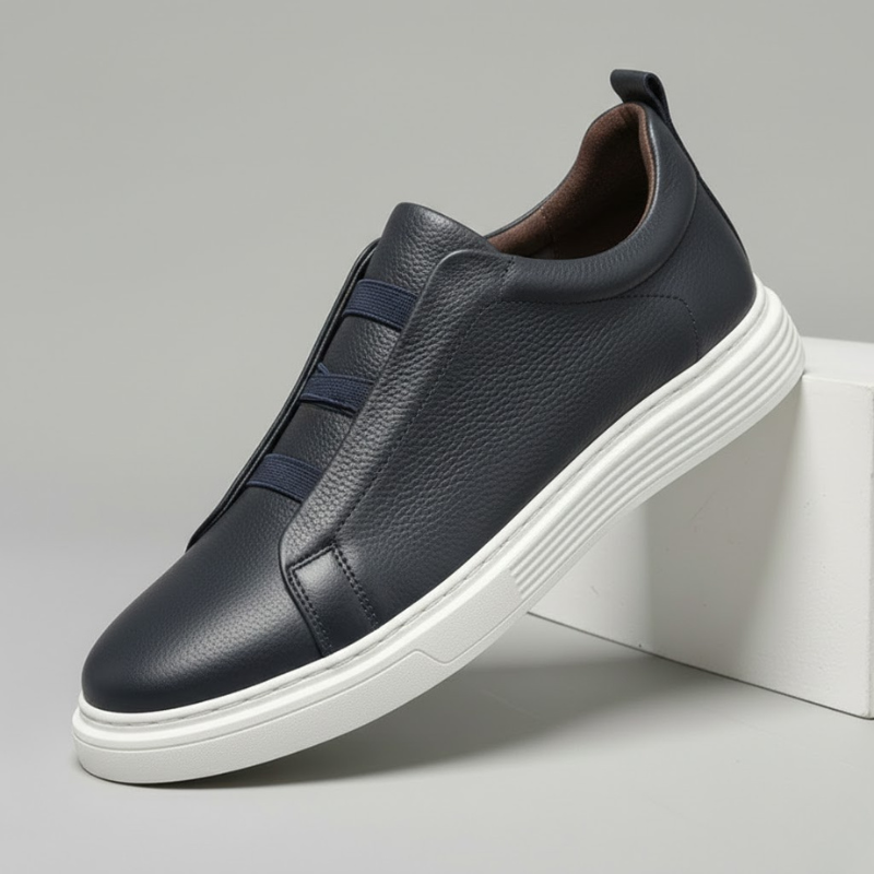 Baskets en Cuir Homme – Lacets Extensibles et Style Raffiné Intemporel