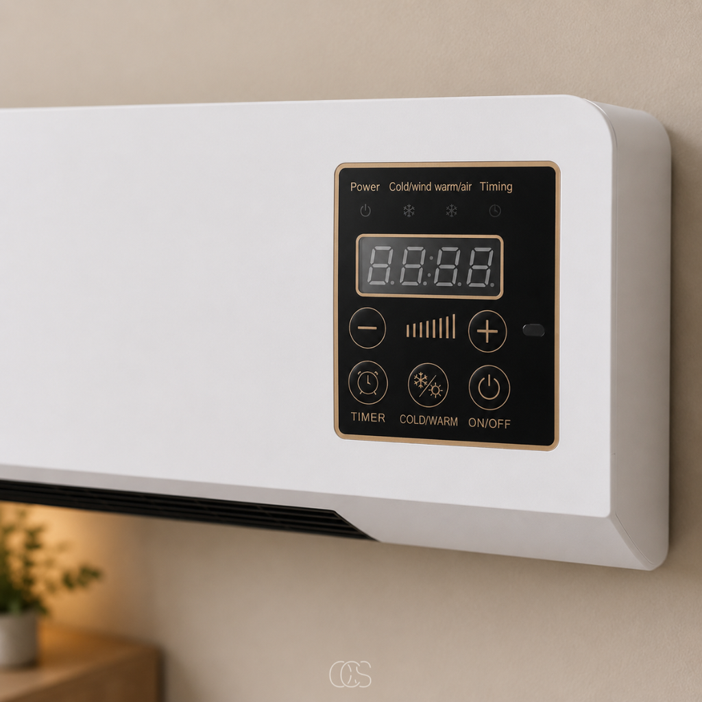 Appareil Mural Chauffage et Ventilation avec Télécommande et Écran LED