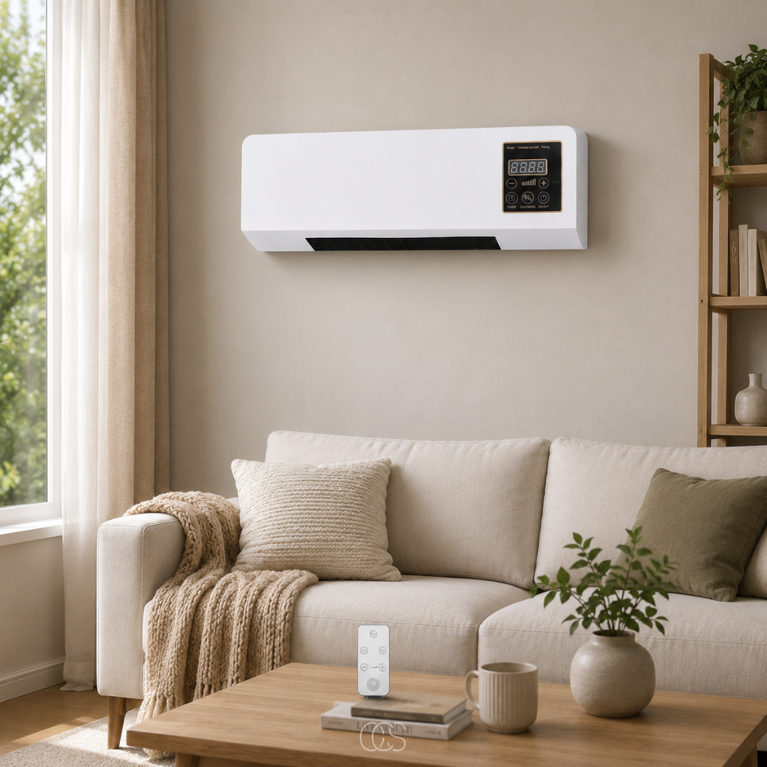 2-in-1 Wall Heater with Fan, Remote Control, and LED Display