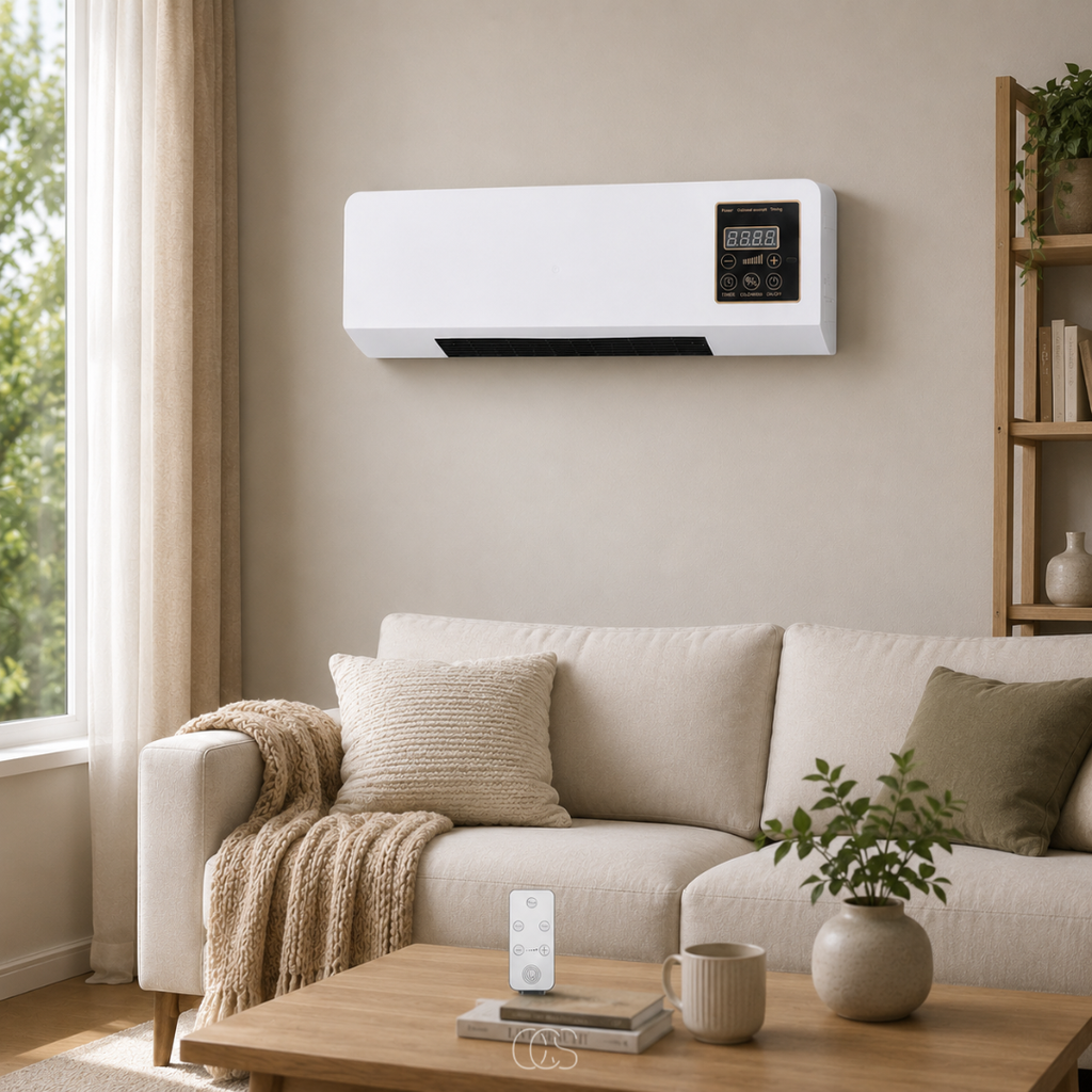 Appareil Mural Chauffage et Ventilation avec Télécommande et Écran LED