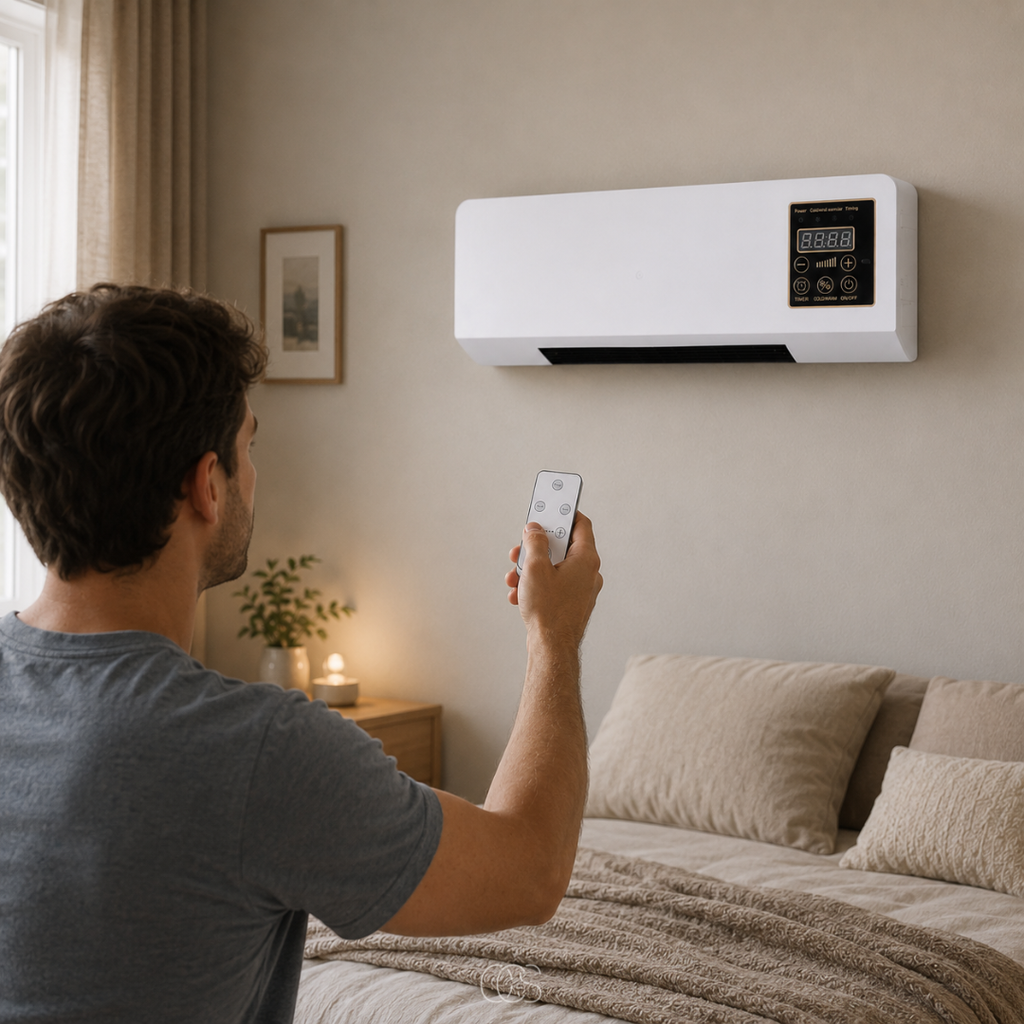 Appareil Mural Chauffage et Ventilation avec Télécommande et Écran LED