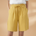 Short au genou femme — pantalon court large à taille froncée | vacances
