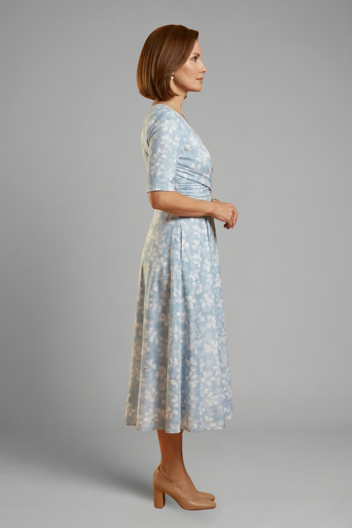 Haut long mi-moyen femme — robe droite unie à manches courtes | vacances
