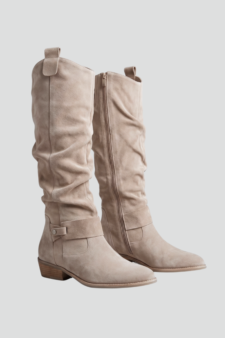 Bottes en Suédine Femme – Fermeture Zippée Talon Bloc Bas Confort Quotidien