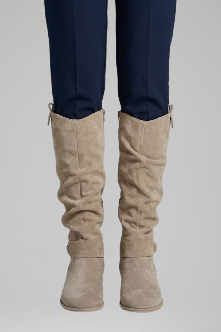 Bottes en Suédine Femme – Fermeture Zippée Talon Bloc Bas Confort Quotidien