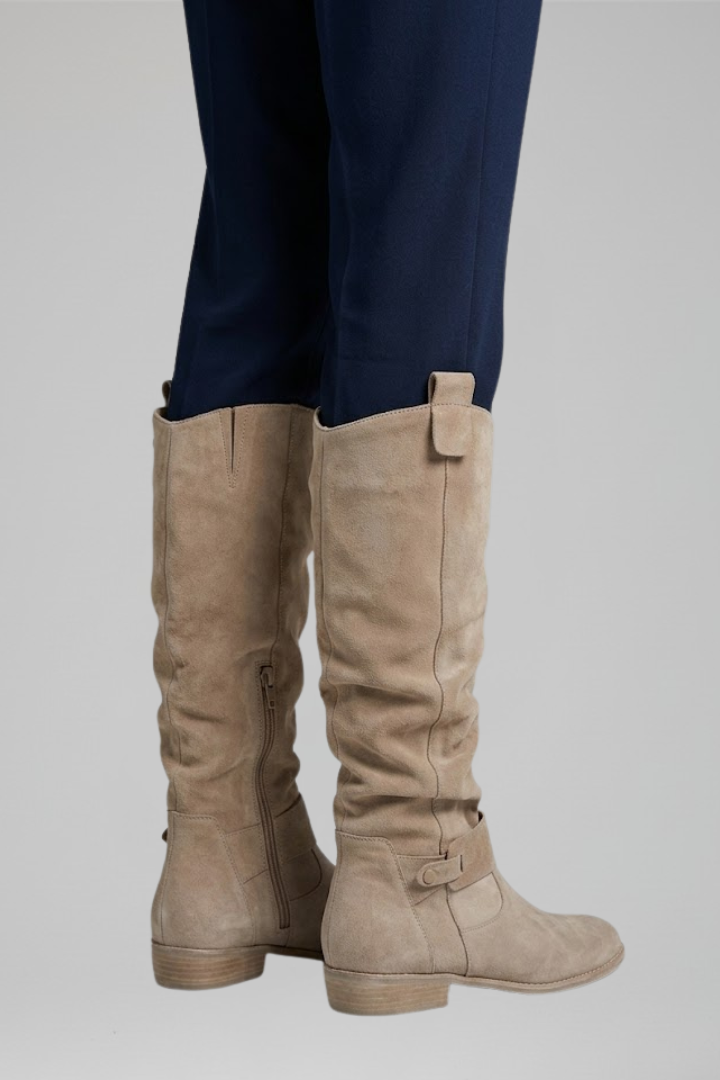 Bottes en Suédine Femme – Fermeture Zippée Talon Bloc Bas Confort Quotidien