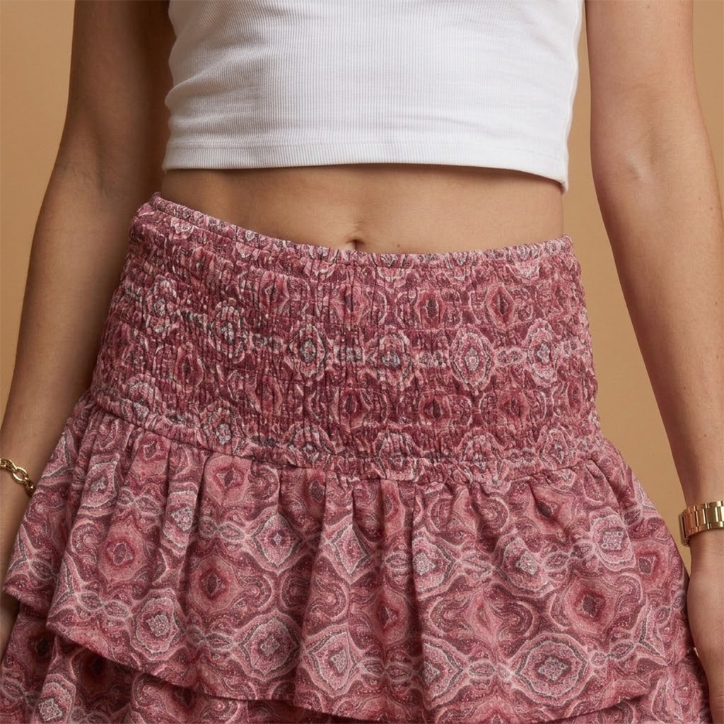 Jupe d'été pour femme - tenue trapèze de style drapé à ceinture élastiquée | vacances