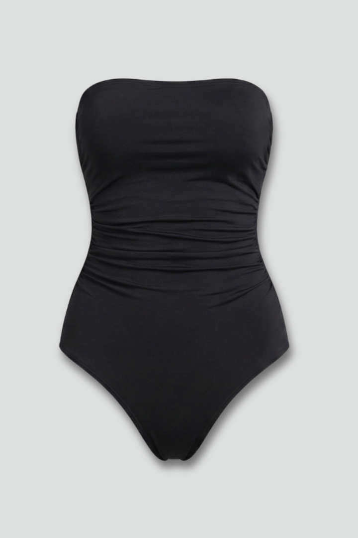 Maillot de bain bustier pour femme — maillot froncé une pièce de piscine