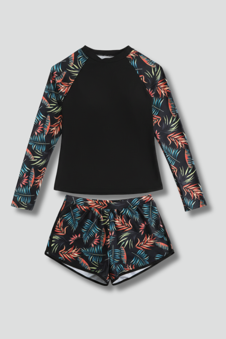 Maillot de bain deux pièces pour femme — tankini à manches longues et short