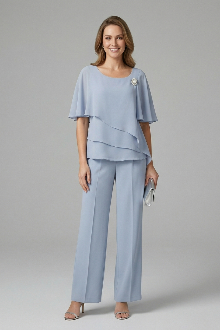 Ensemble tunique et pantalon femme — modèle fluide droit sans boutons | vacances