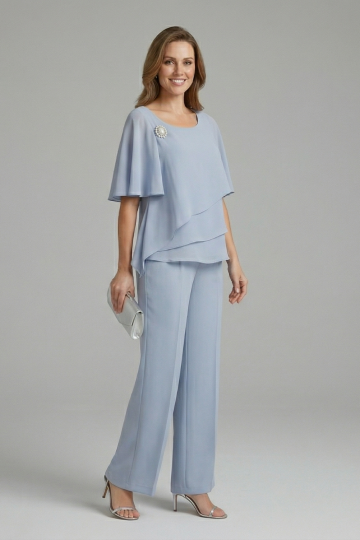 Ensemble tunique et pantalon femme — modèle fluide droit sans boutons | vacances