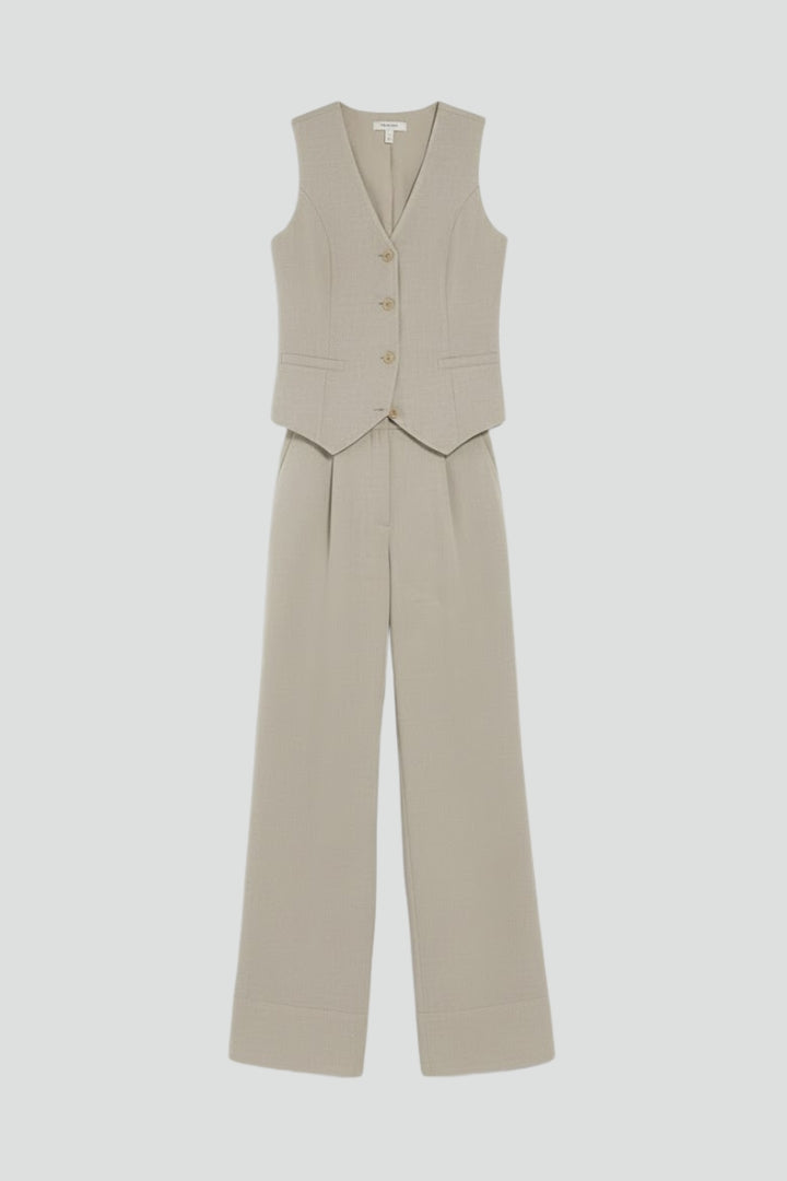 Vêtement deux pièces femme — veston col V et pantalon droit fluide | quotidien