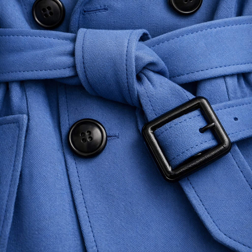 Trench en Coton Femme – Ceinture Ajustable et Coupe Tailleur Longue