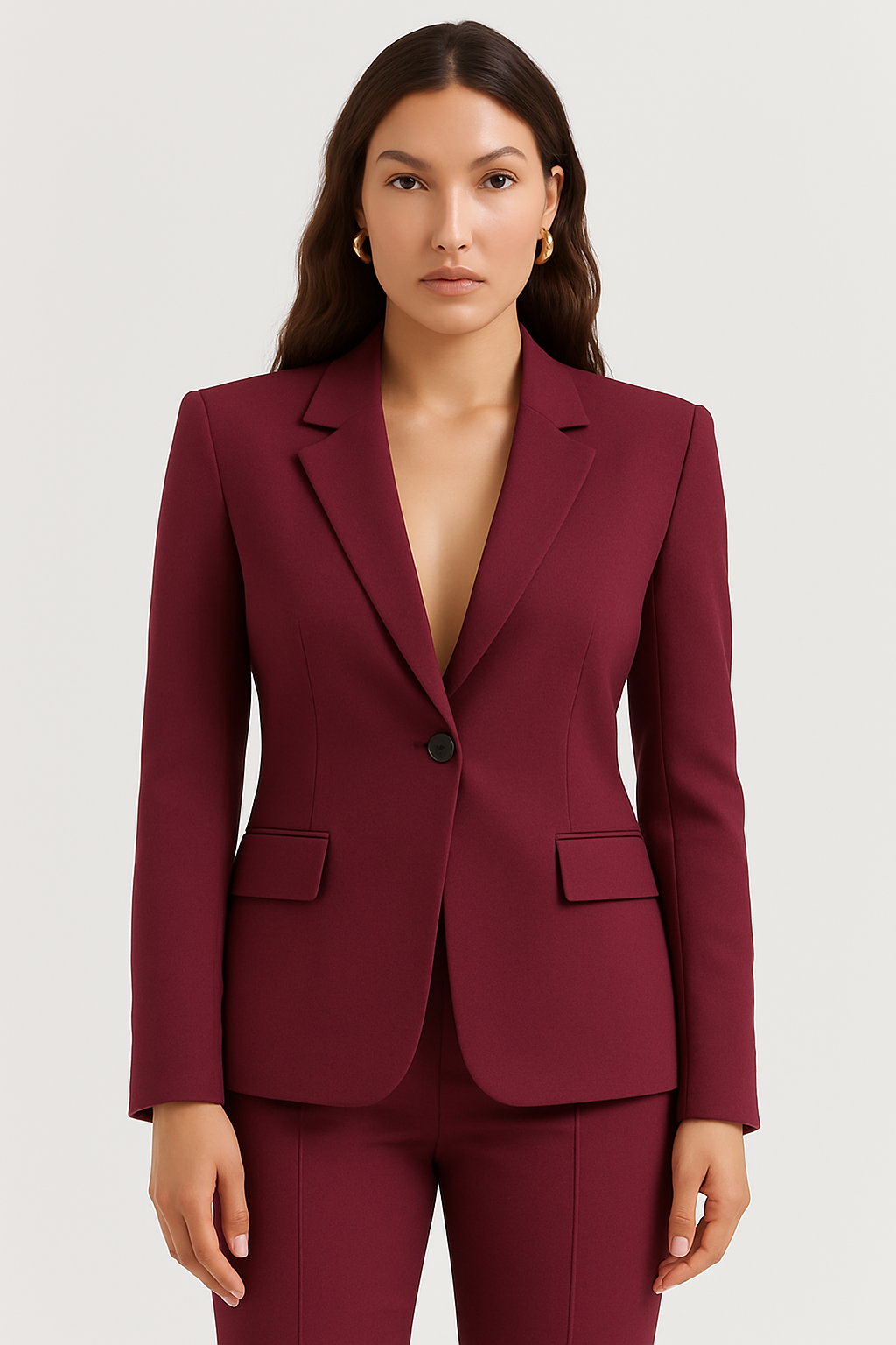 Blazer Femme – Boutonnage Simple Col Cranté Poches à Rabat pour Tenue Formelle