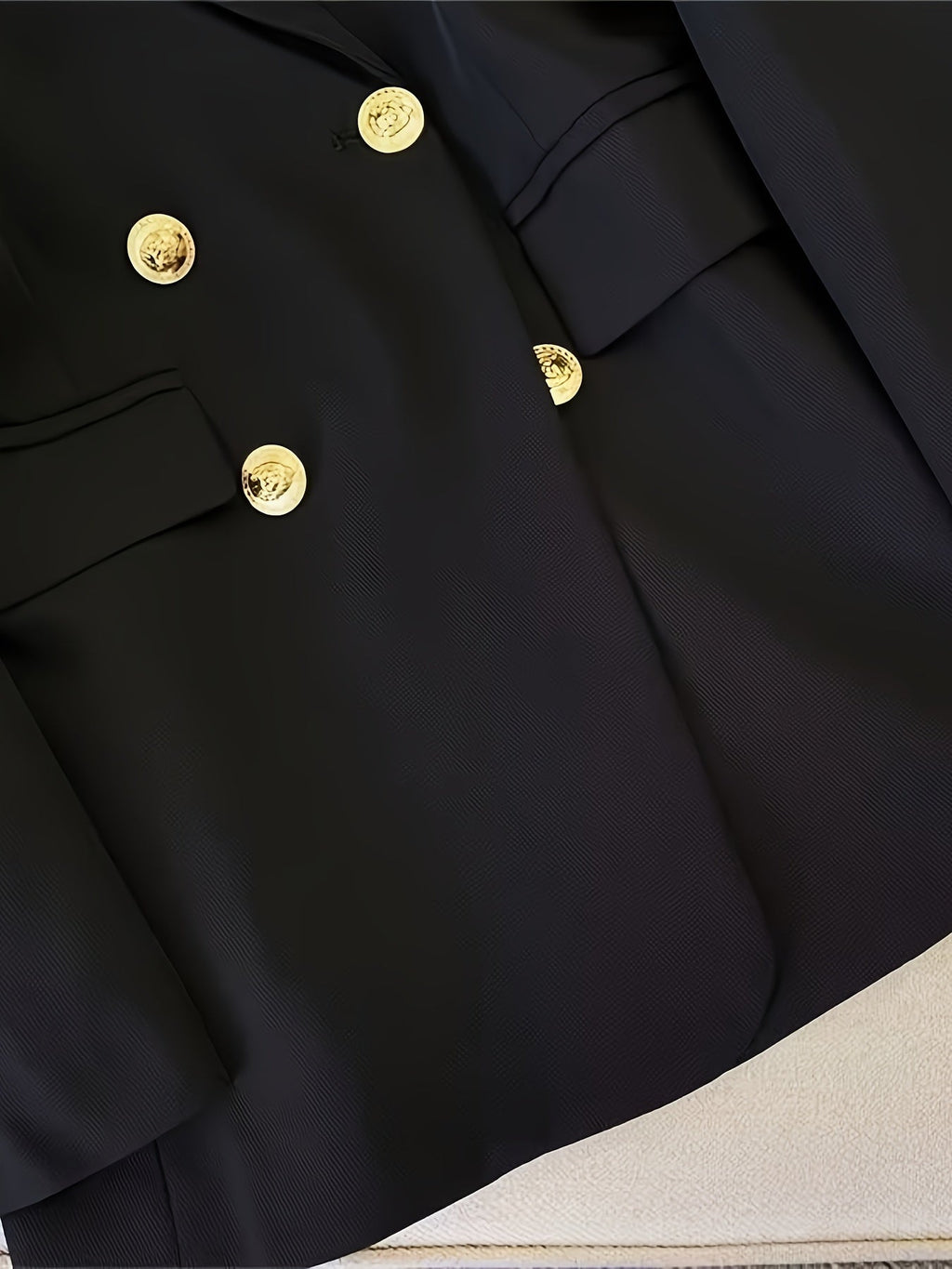 Blazer Femme – Boutonnage Croisé Col Cranté Poches à Rabat pour Tenue Formelle