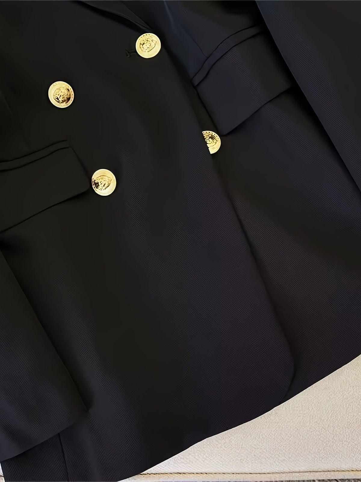 Blazer Femme – Boutonnage Croisé Col Cranté Poches à Rabat pour Tenue Formelle