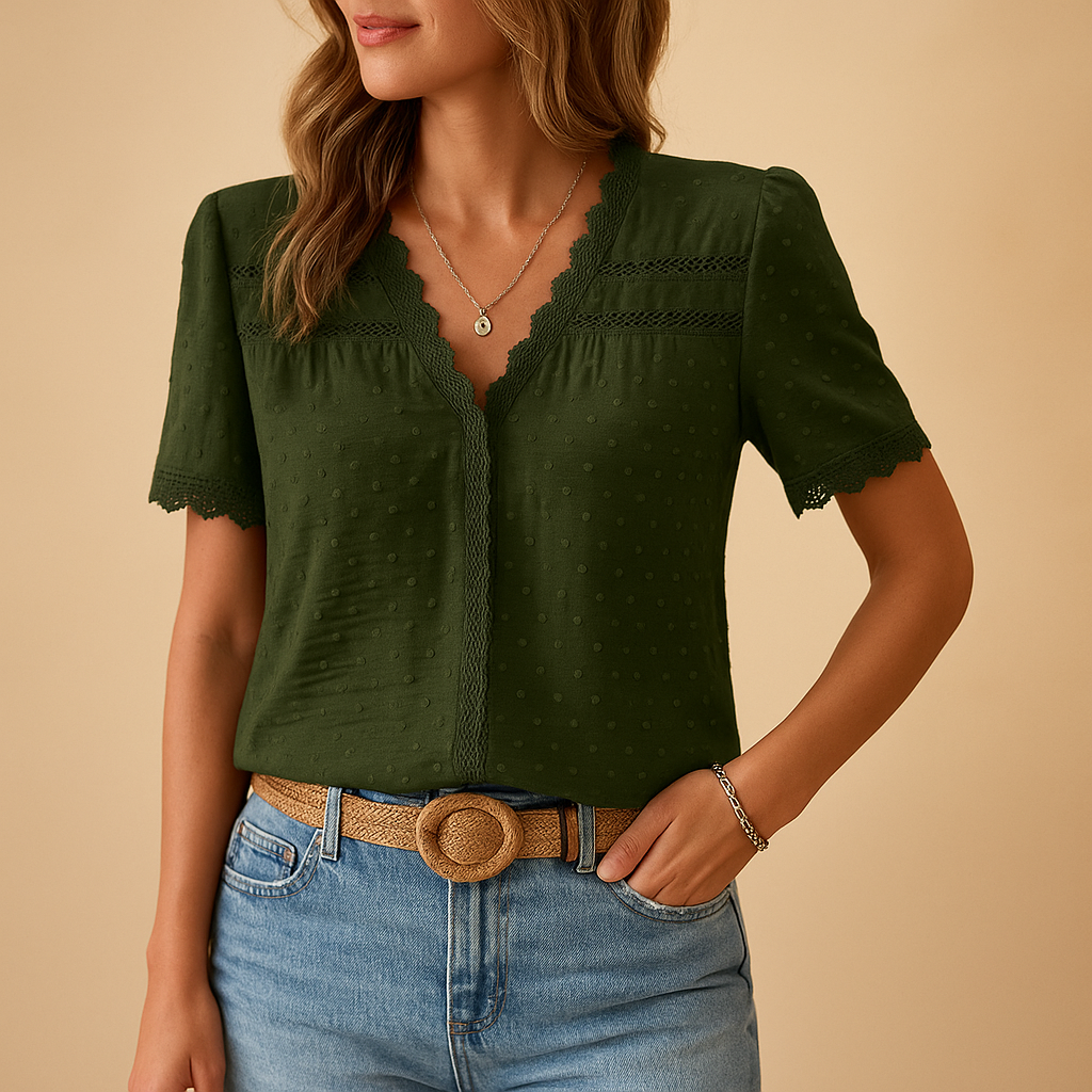 Blouse Manches Courtes Dentelle