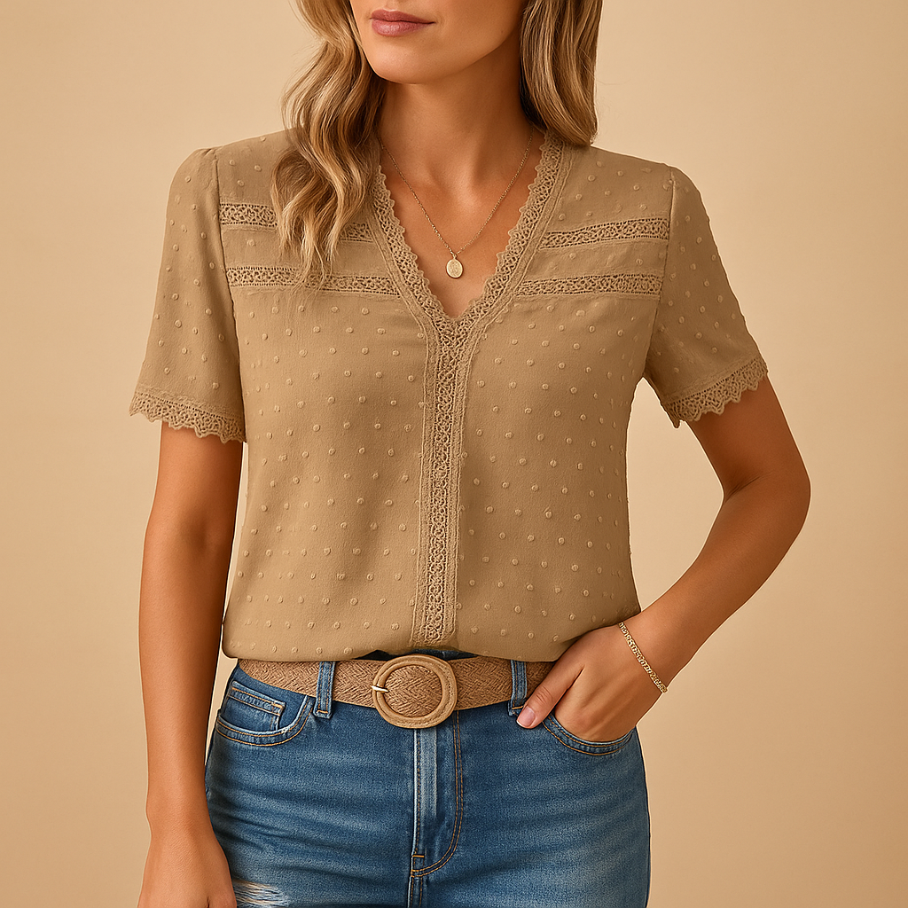 Blouse Manches Courtes Dentelle