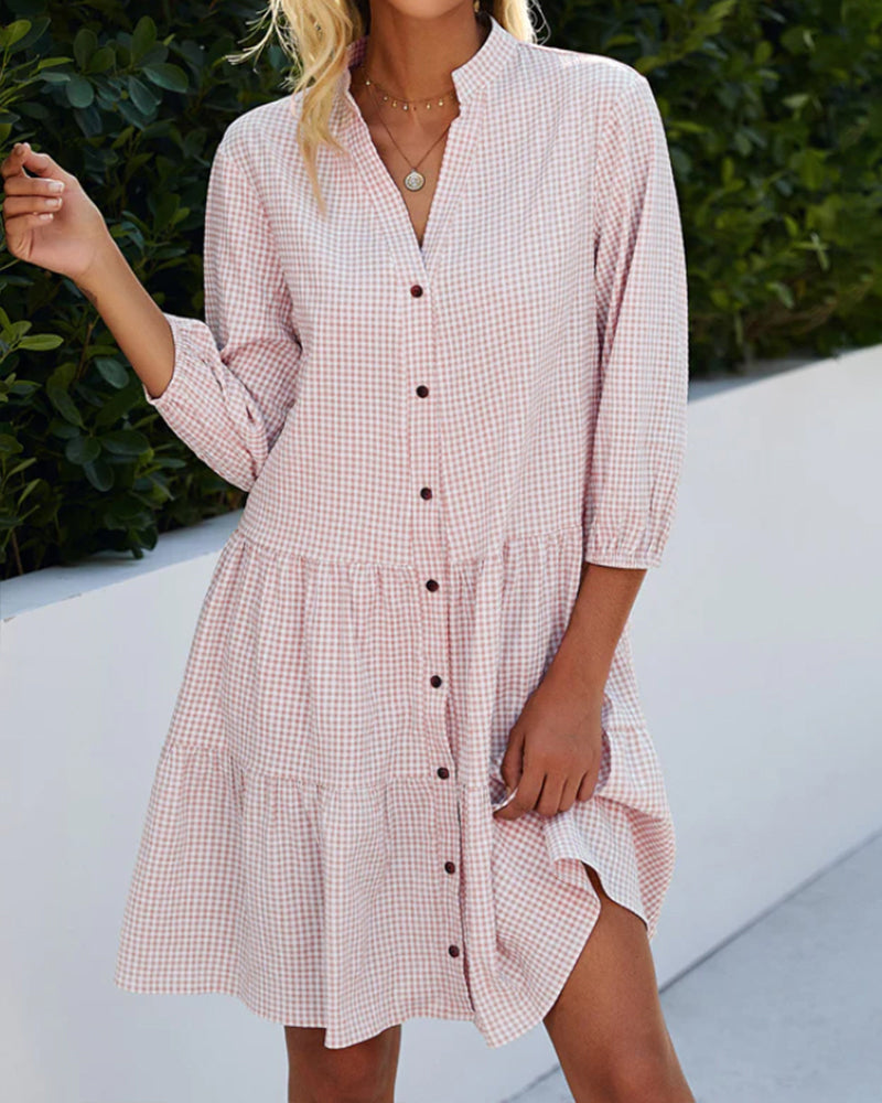 Robe Courte Femme A-Line Col V