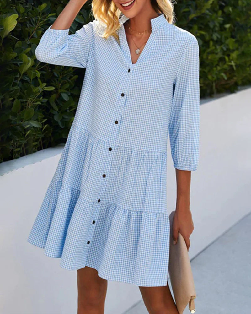 Robe Courte Femme A-Line Col V