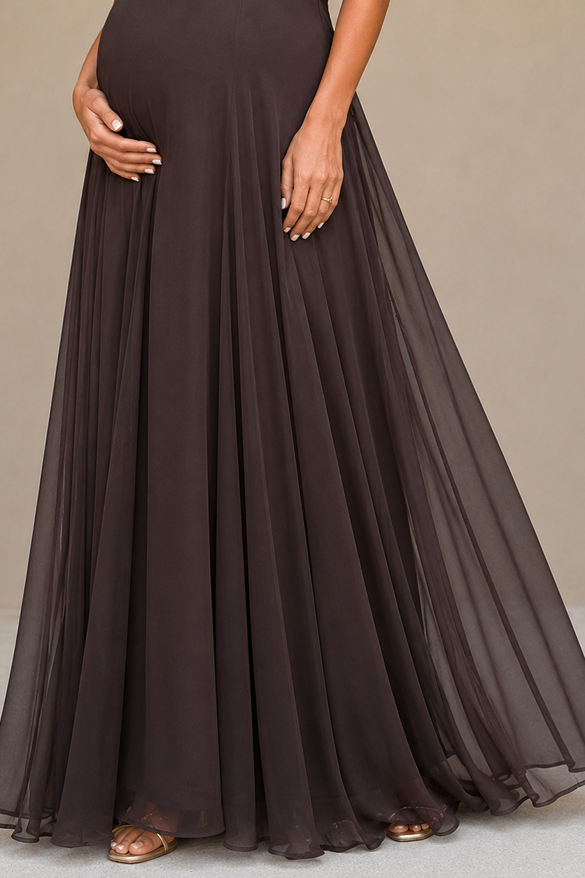 Robe Maternité Longue – Épaules Dénudées
