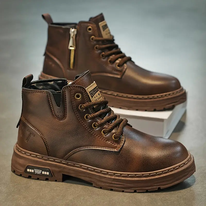 Bottes Cuir Véritable Homme – Semelle Robuste et Confort Durable