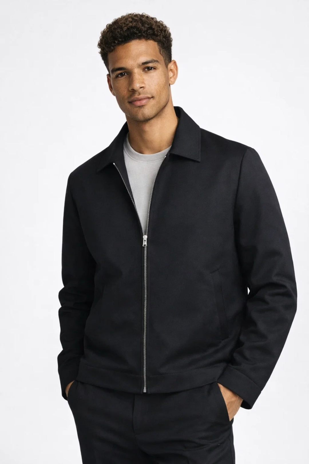 Veste Homme – Col Structuré Fermeture Zippée Coupe Ajustée Style Intemporel