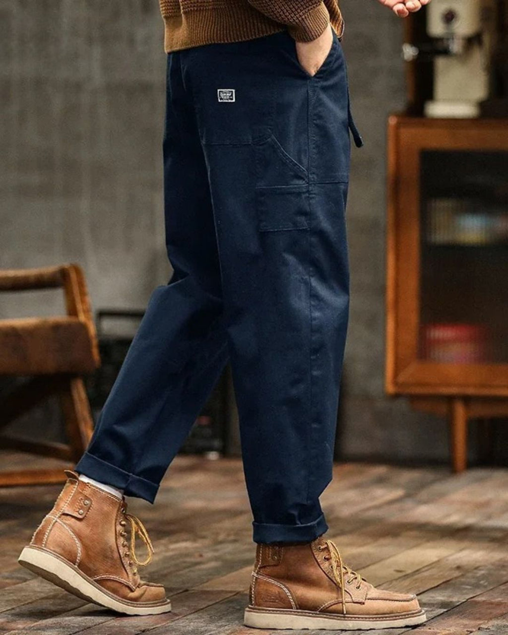 Pantalon Cargo Homme – Coupe Droite Poches à Rabat Finition Vintage