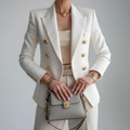 Blazer Femme – Boutonnage Croisé Col Cranté Manches Longues pour le Bureau