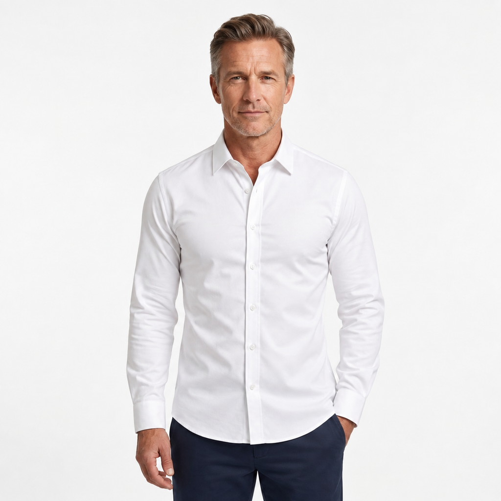 Chemise boutonnée homme — manches longues et col pointu — cérémonie