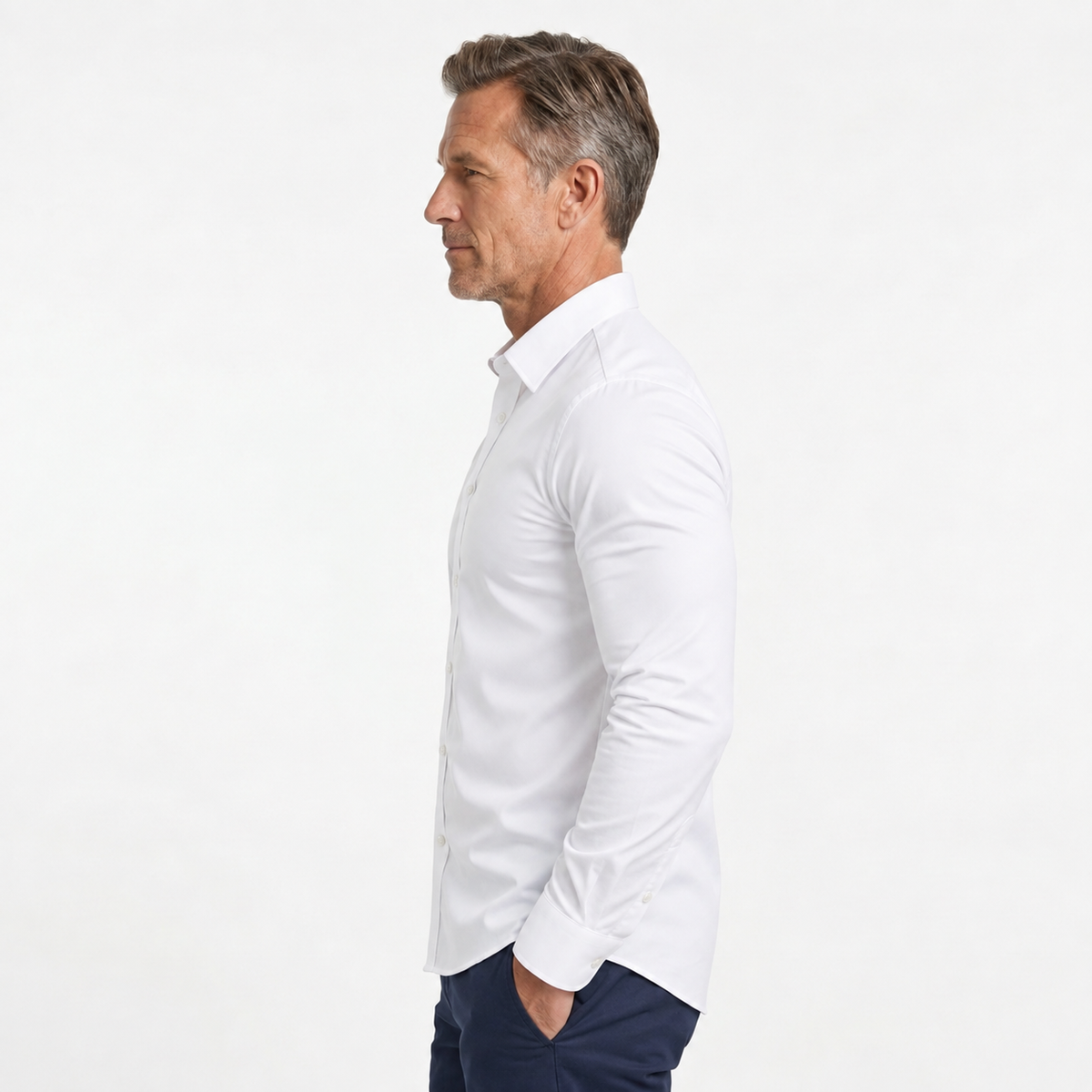 Chemise boutonnée homme — manches longues et col pointu — cérémonie