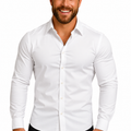 Chemise boutonnée homme — manches longues et col pointu — cérémonie