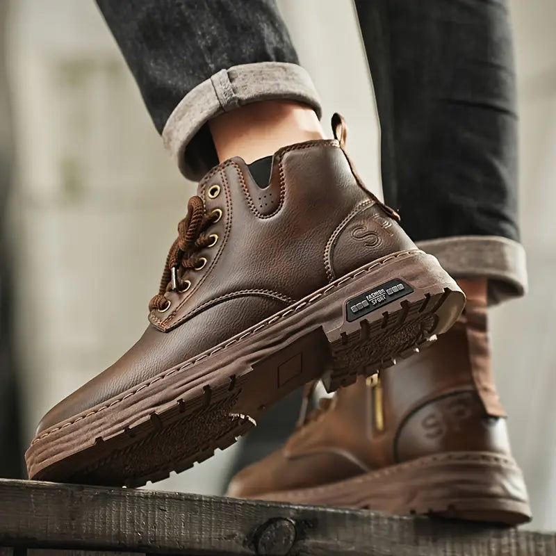 Bottes Cuir Véritable Homme – Semelle Robuste et Confort Durable