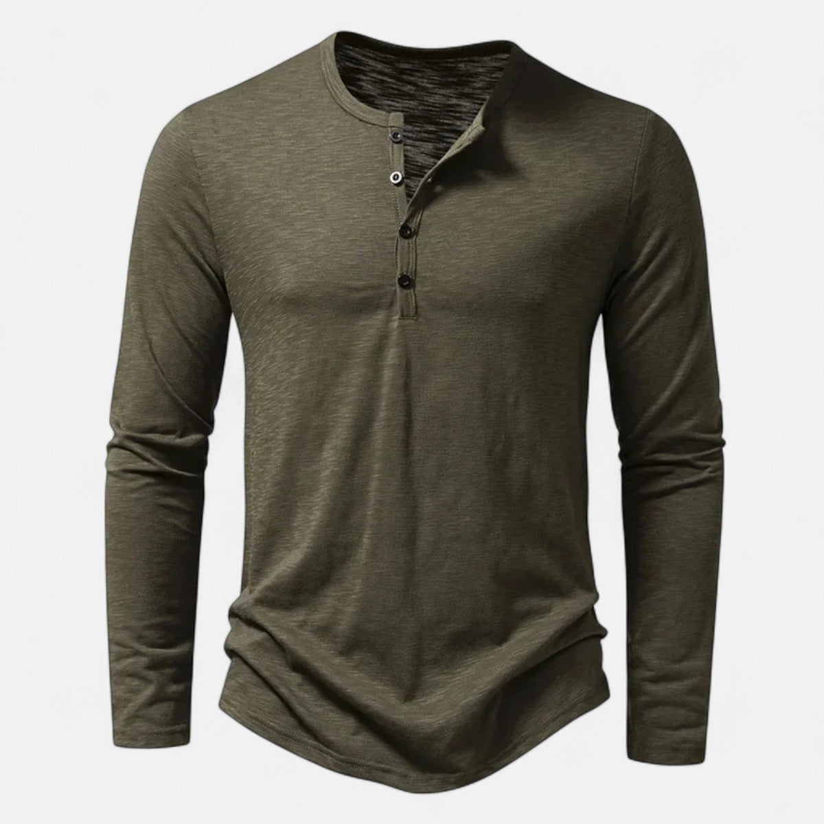 Ancienne Monde | Henley Homme Manches Longues Coton Slim Fit