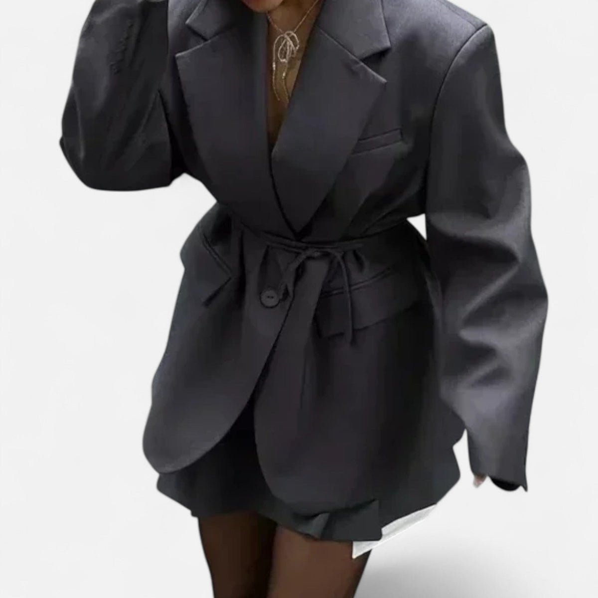 Ancienne Monde | Blazer Femme Oversize Ceinturé Style Élégant