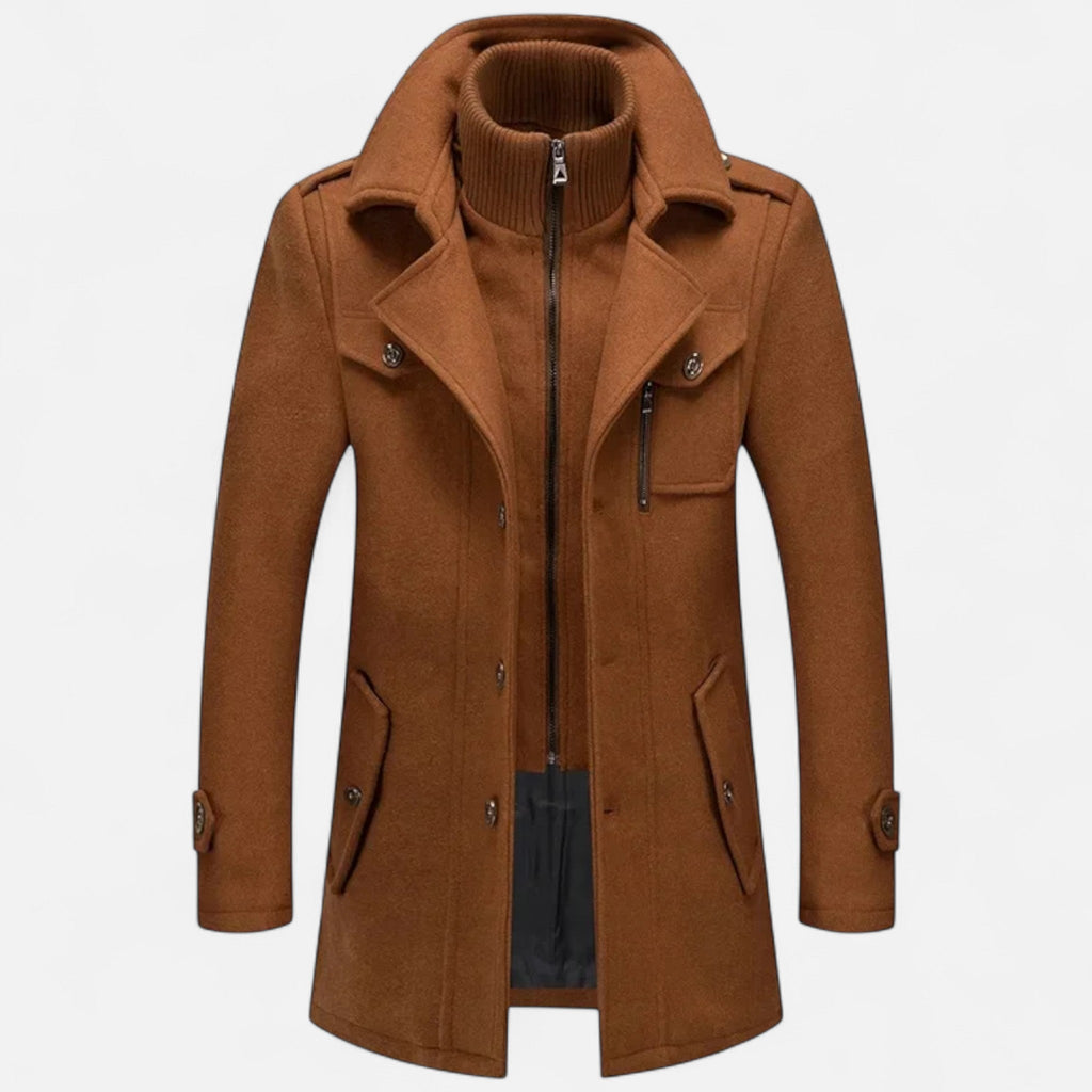 Ancienne Monde | Manteau d’Hiver Homme en Laine Mélangée à Double Col