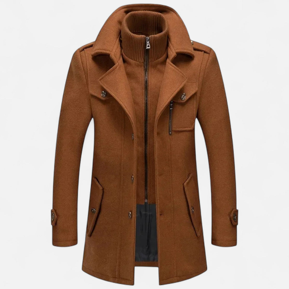 Ancienne Monde | Manteau d’Hiver Homme en Laine Mélangée à Double Col