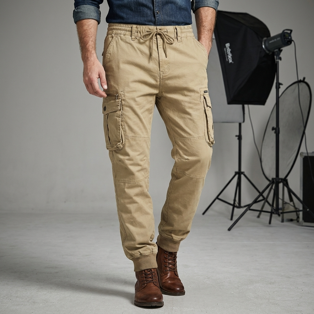 Jogger en Coton Homme – Poches Cargo et Ceinture Élastique Ajustable