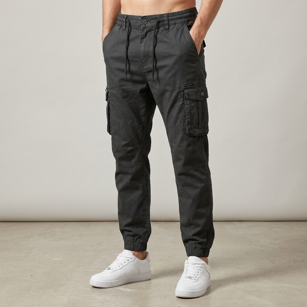 Jogger en Coton Homme – Poches Cargo et Ceinture Élastique Ajustable
