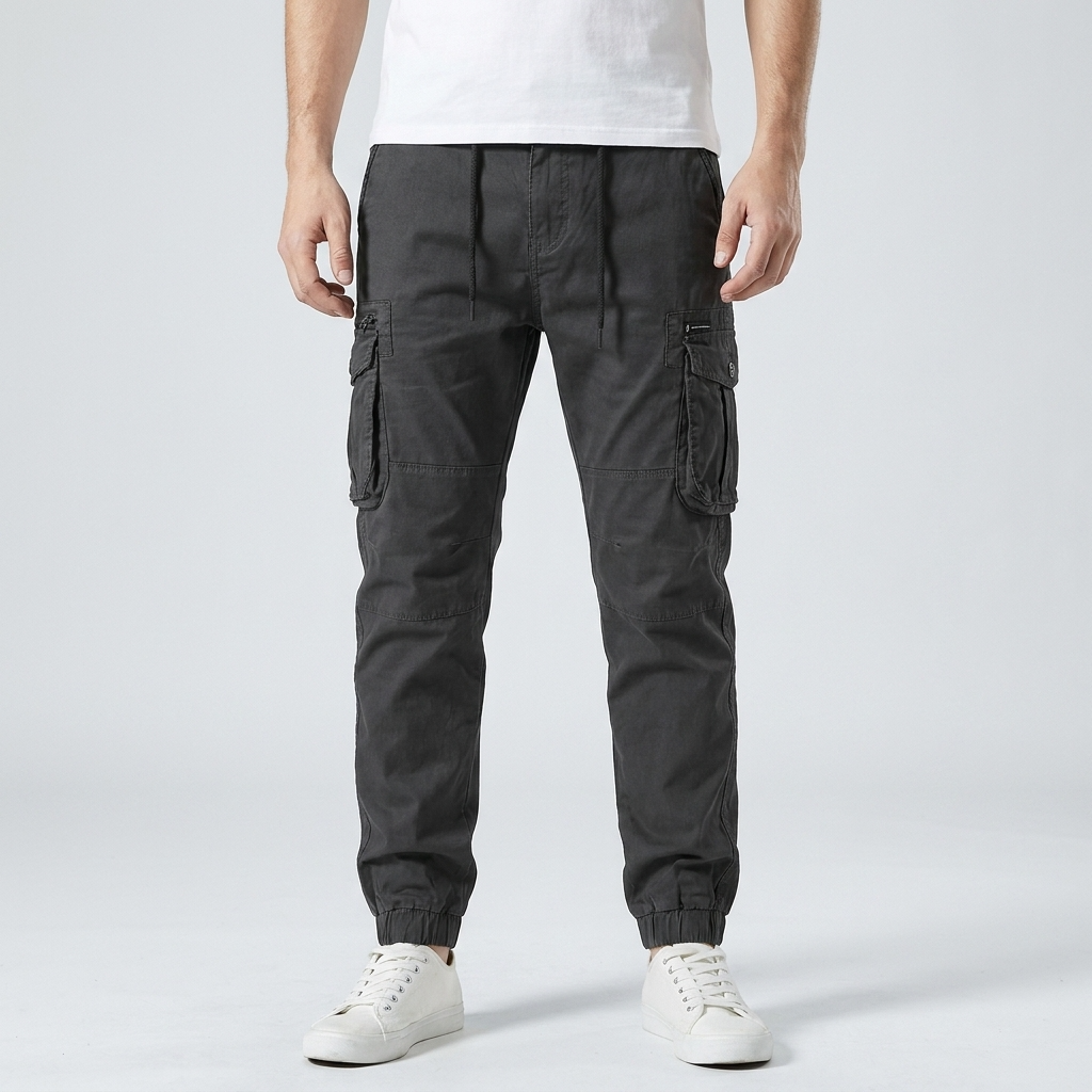 Jogger en Coton Homme – Poches Cargo et Ceinture Élastique Ajustable