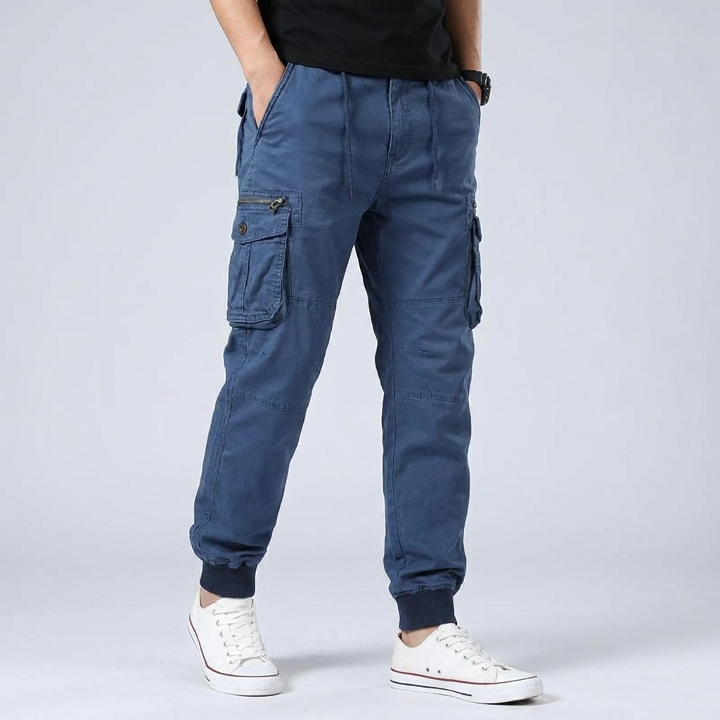 Jogger en Coton Homme – Poches Cargo et Ceinture Élastique Ajustable