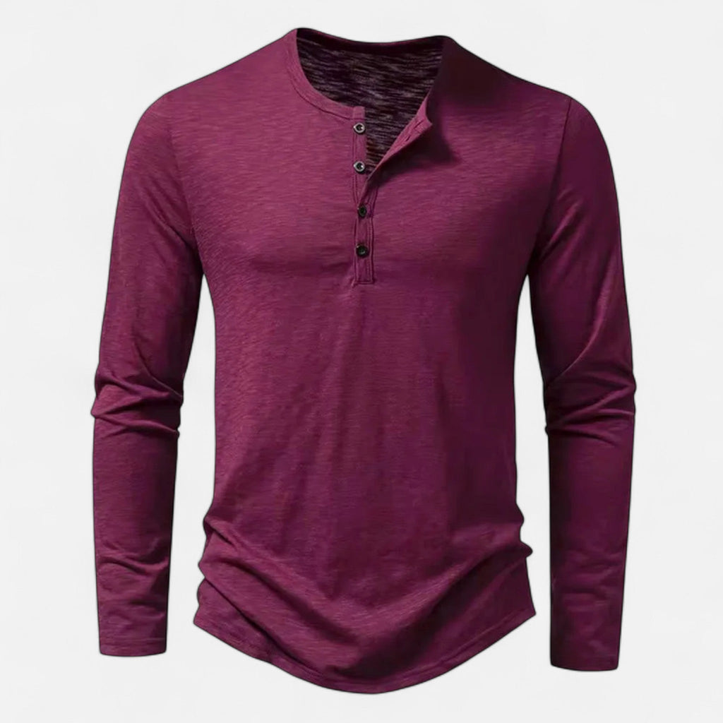 Ancienne Monde | Henley Homme Manches Longues Coton Slim Fit