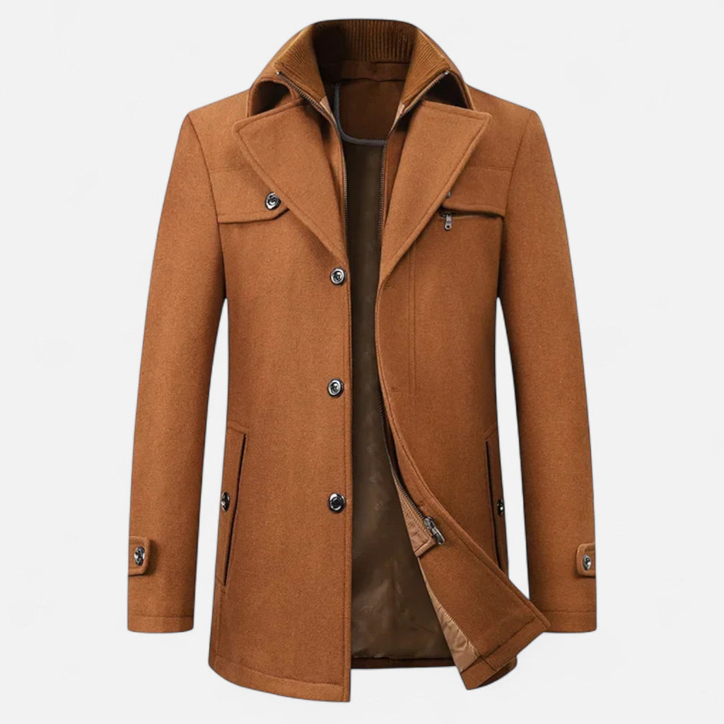Ancienne Monde | Trench Homme Laine Col Double Fermeture Zippée