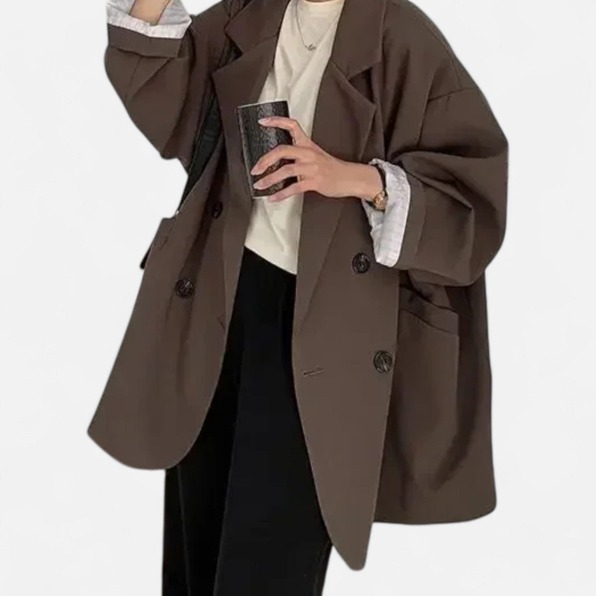 Ancienne Monde | Blazer Femme Oversize Double Boutonnage Élégance Classique