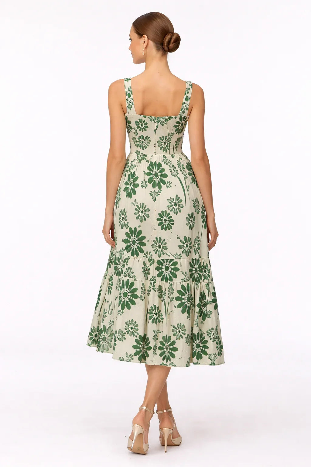 Robe grossesse midi fleurs dos smocké
