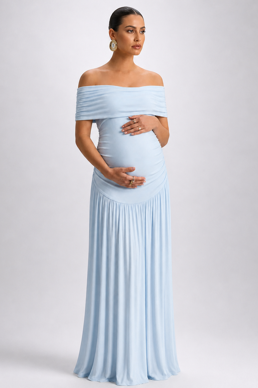 Robe maternité longue épaules dénudées grossesse