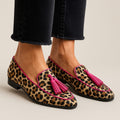 Chaussures plates pour femme - mocassins imprimé animal à glands | week-end