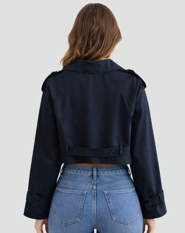 Trench en Coton Femme – Coupe Courte et Silhouette Classique Intemporelle